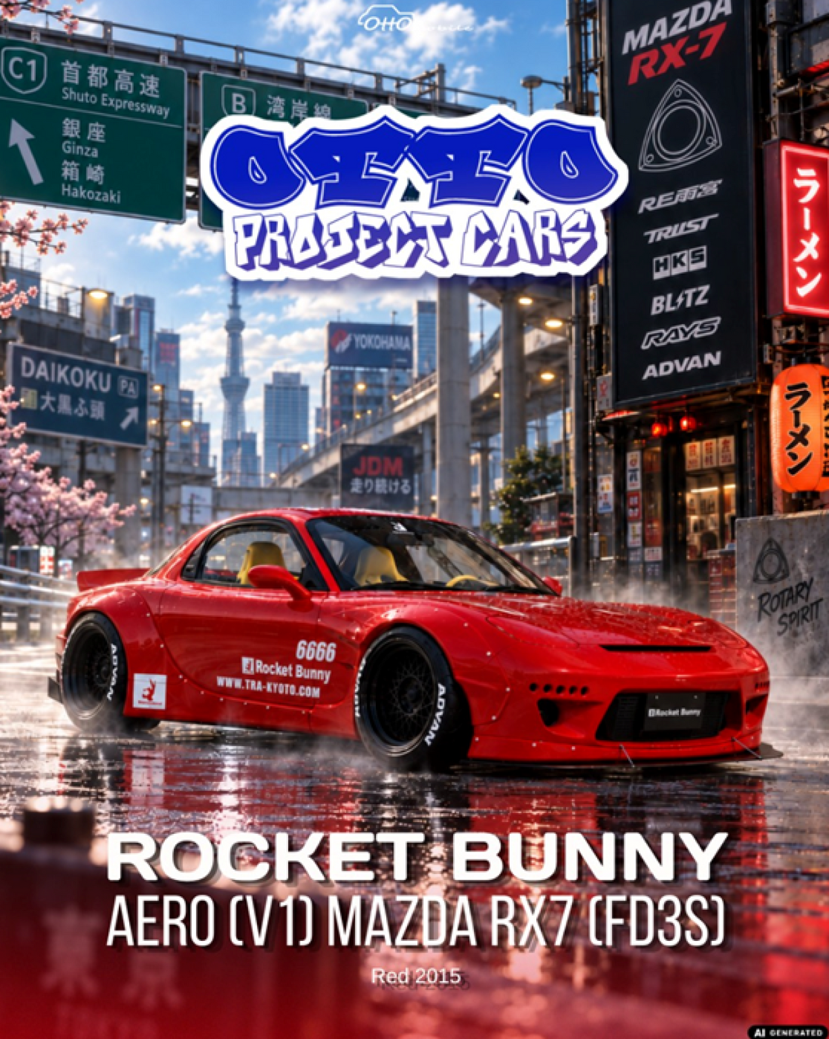 Ottomobile 1:18 Rocket Bunny Aero (V1) Mazda RX7 (FD3S) Resin series